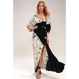 Lulu’s needed me black tie-dye maxi M dress